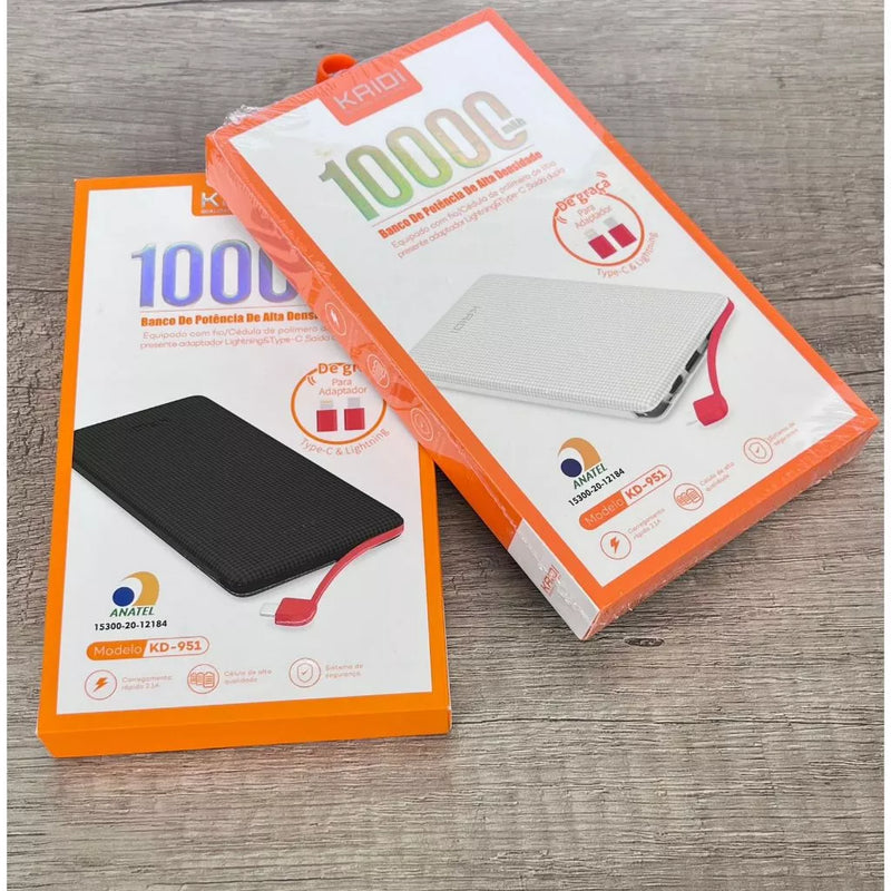 Power Bank Kaidi KD-951 – 10.000mAh Carregamento Rápido Ultra Compacto